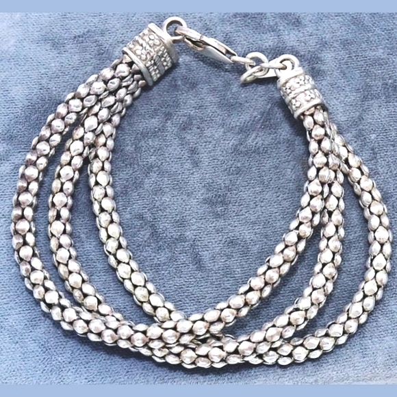 Rare Silpada Sterling Silver Triple Strand Popcorn Bracelet - Picture 1 of 13